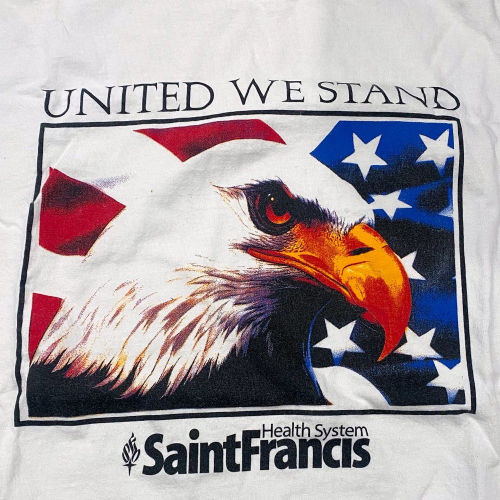 Vintage UNITED WE STAND Size XXL Gildan‎ Heavy Weight White Graphic T Shirt 🇺🇸